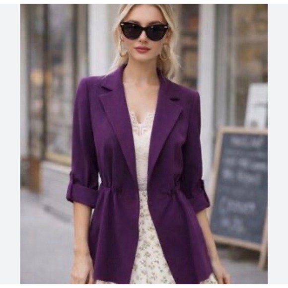 Alice + Olivia Jackets & Blazers - Alice + Olivia Cinched Waist Blazer Jacket Womens Small Purple Chic French‎ Girl